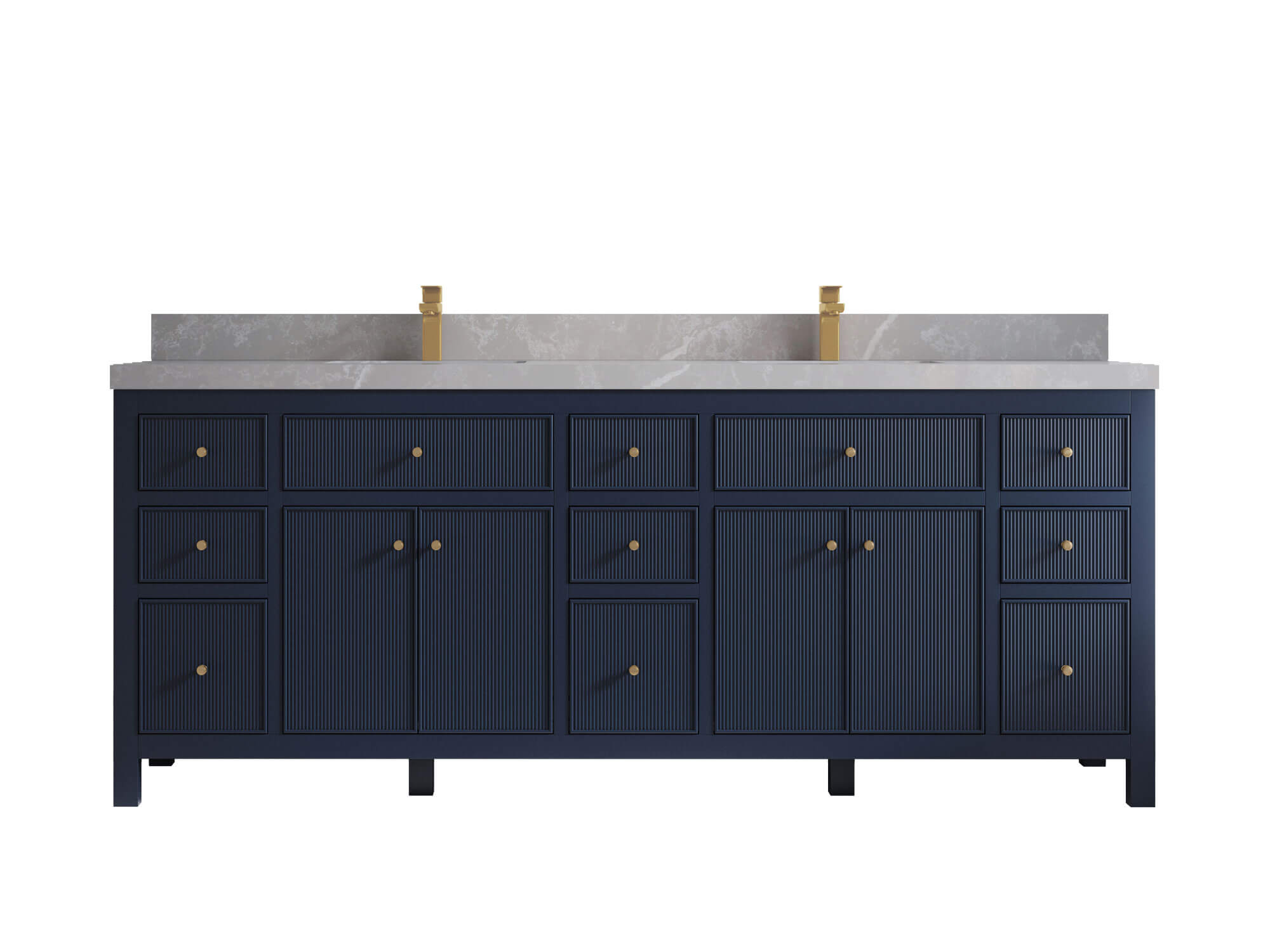 Sonoma 84 in W x 22 in D Free Standing Reeded Double Sink Bathroom Vanity