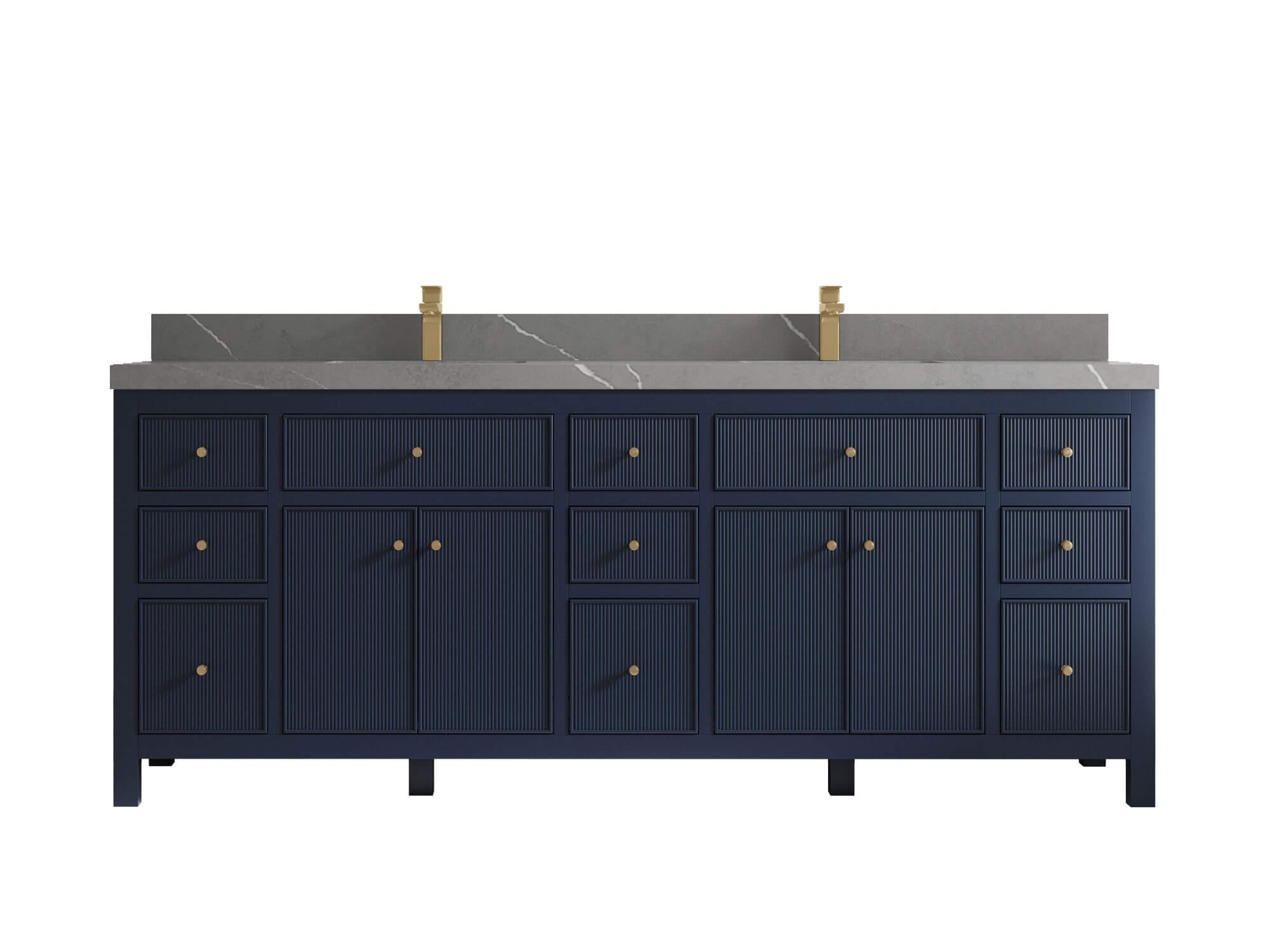 Sonoma 84 in W x 22 in D Free Standing Reeded Double Sink Bathroom Vanity
