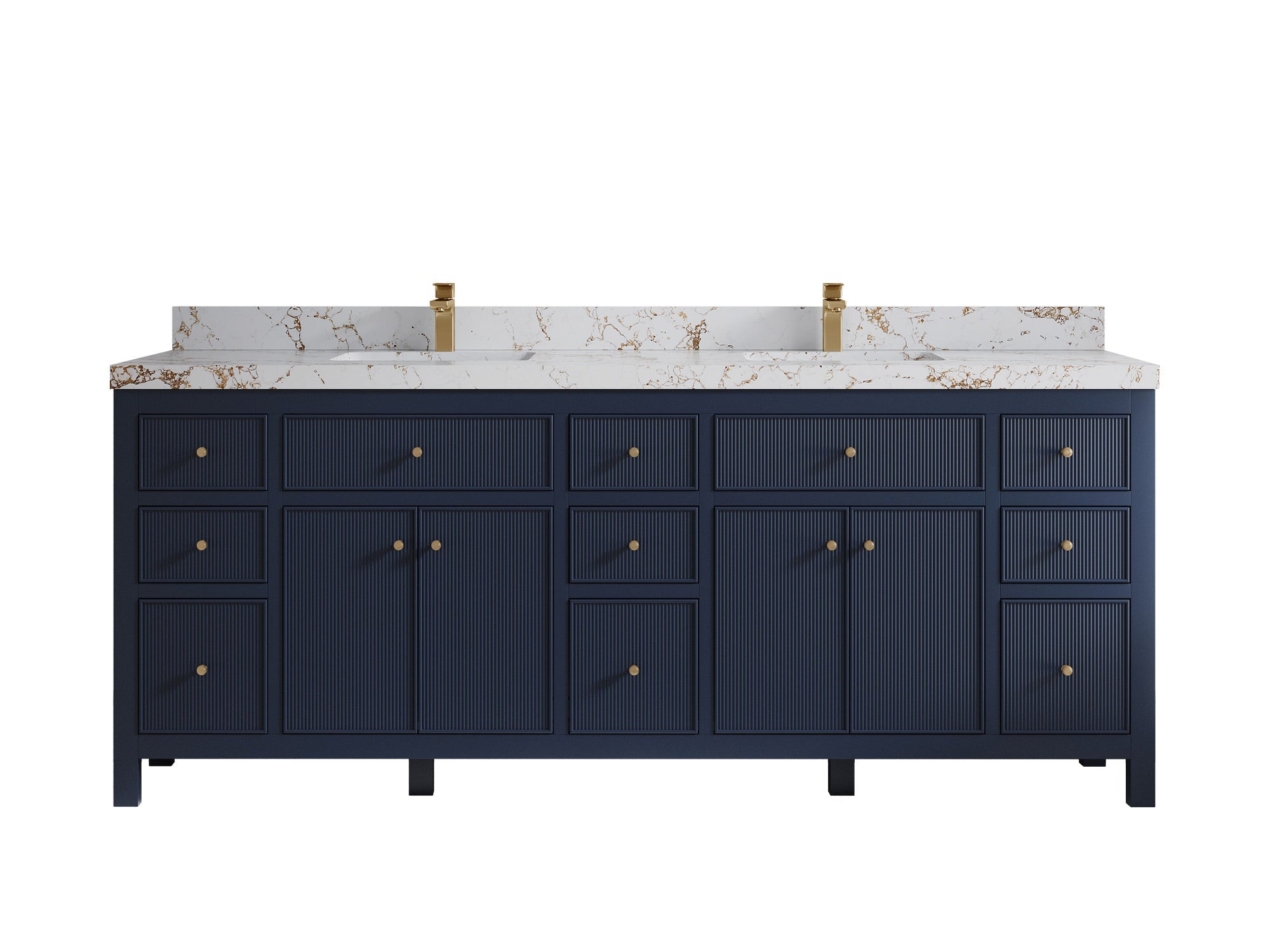 Sonoma 84 in W x 22 in D Free Standing Reeded Double Sink Bathroom Vanity