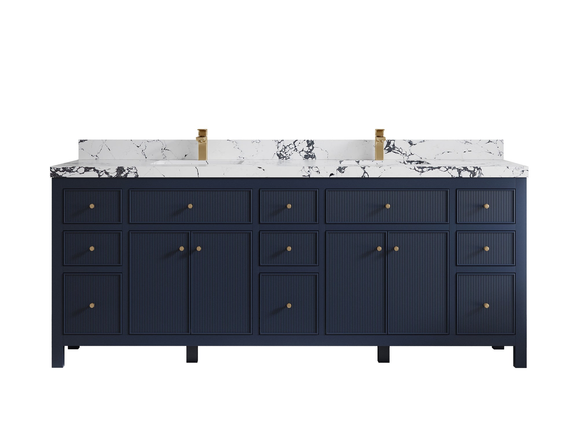Sonoma 84 in W x 22 in D Free Standing Reeded Double Sink Bathroom Vanity