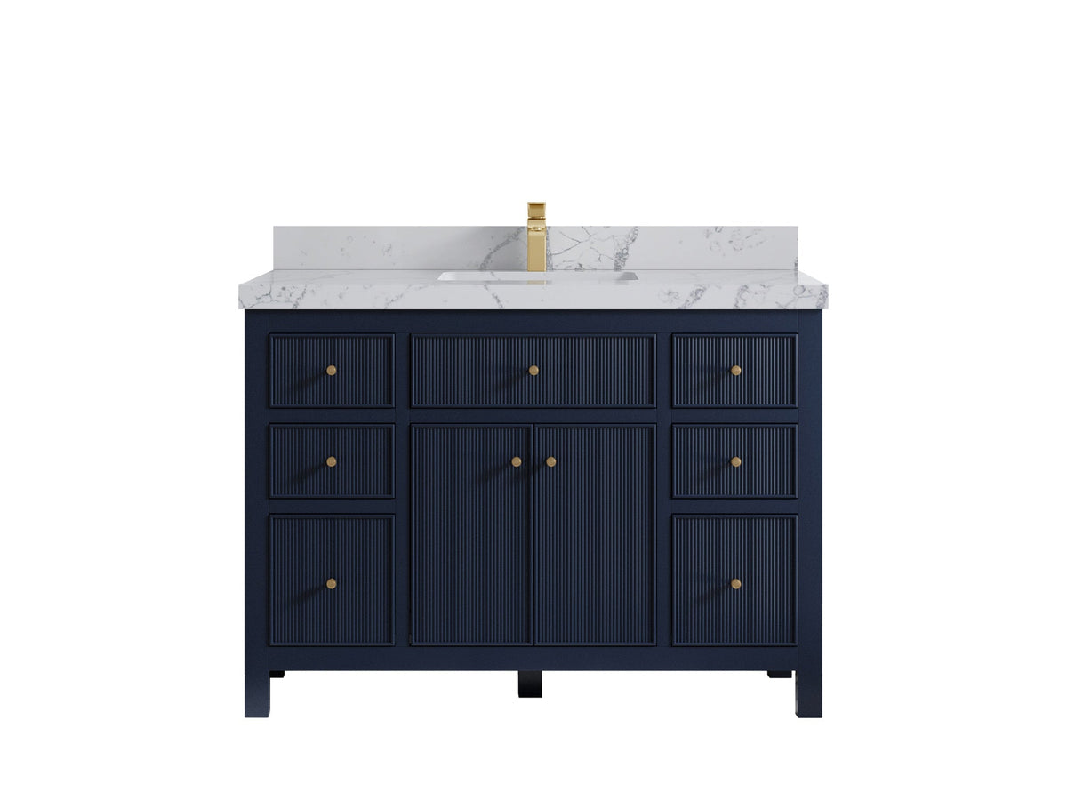 Sonoma 48 in. W x 22 in. D Single Sink Bathroom Vanity in Hale Navy Blue with 2 in. Venatino Quartz Countertop