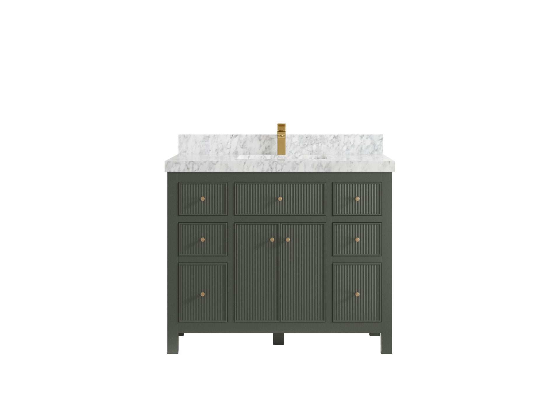 Sonoma 42 in. W x 22 in. D Single Sink Bathroom Vanity in Pewter Green with 2 in. Carrara Marble Countertop