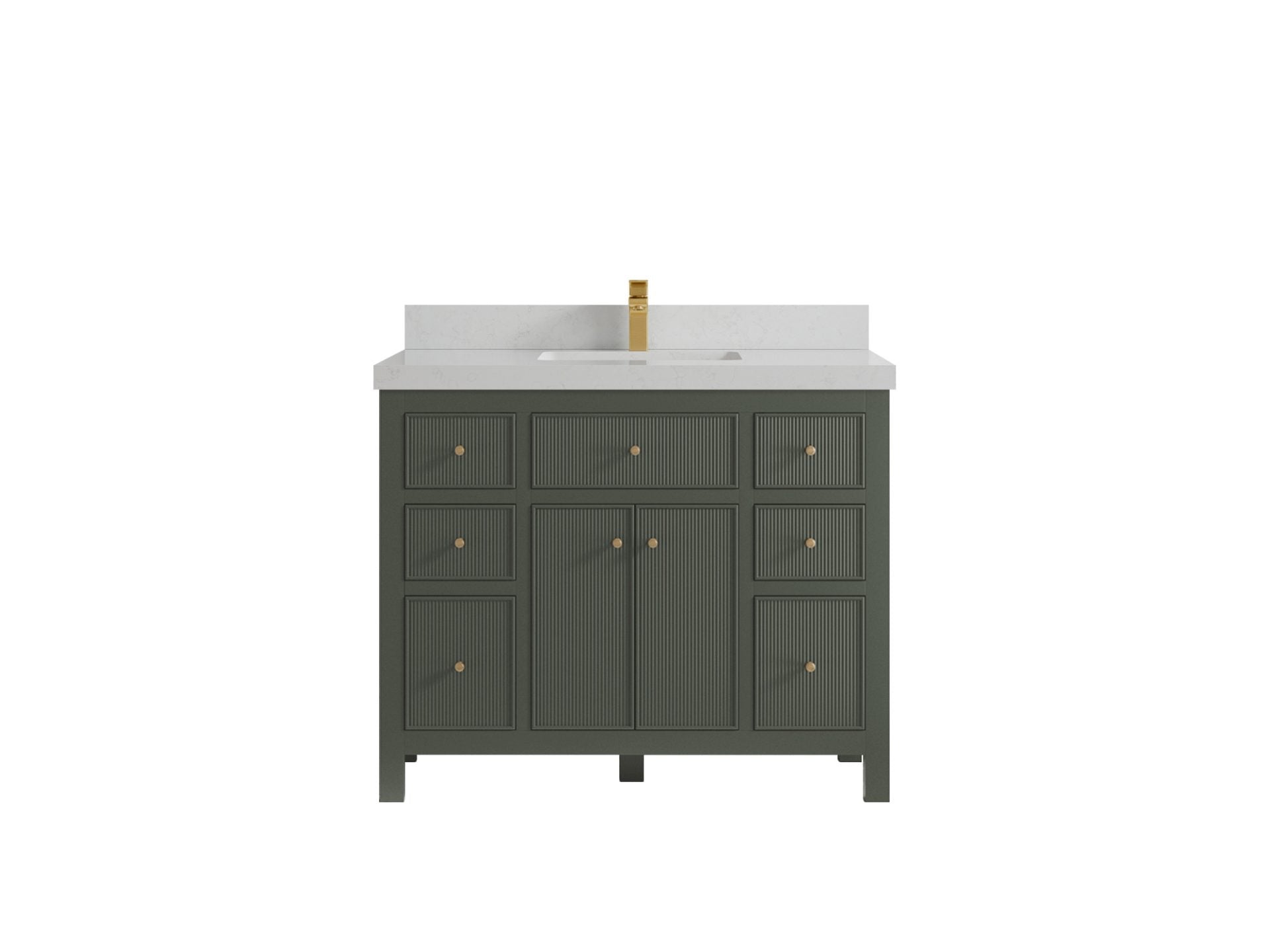 Sonoma 42 in. W x 22 in. D Single Sink Bathroom Vanity in Pewter Green with 2 in. Carrara Quartz Countertop