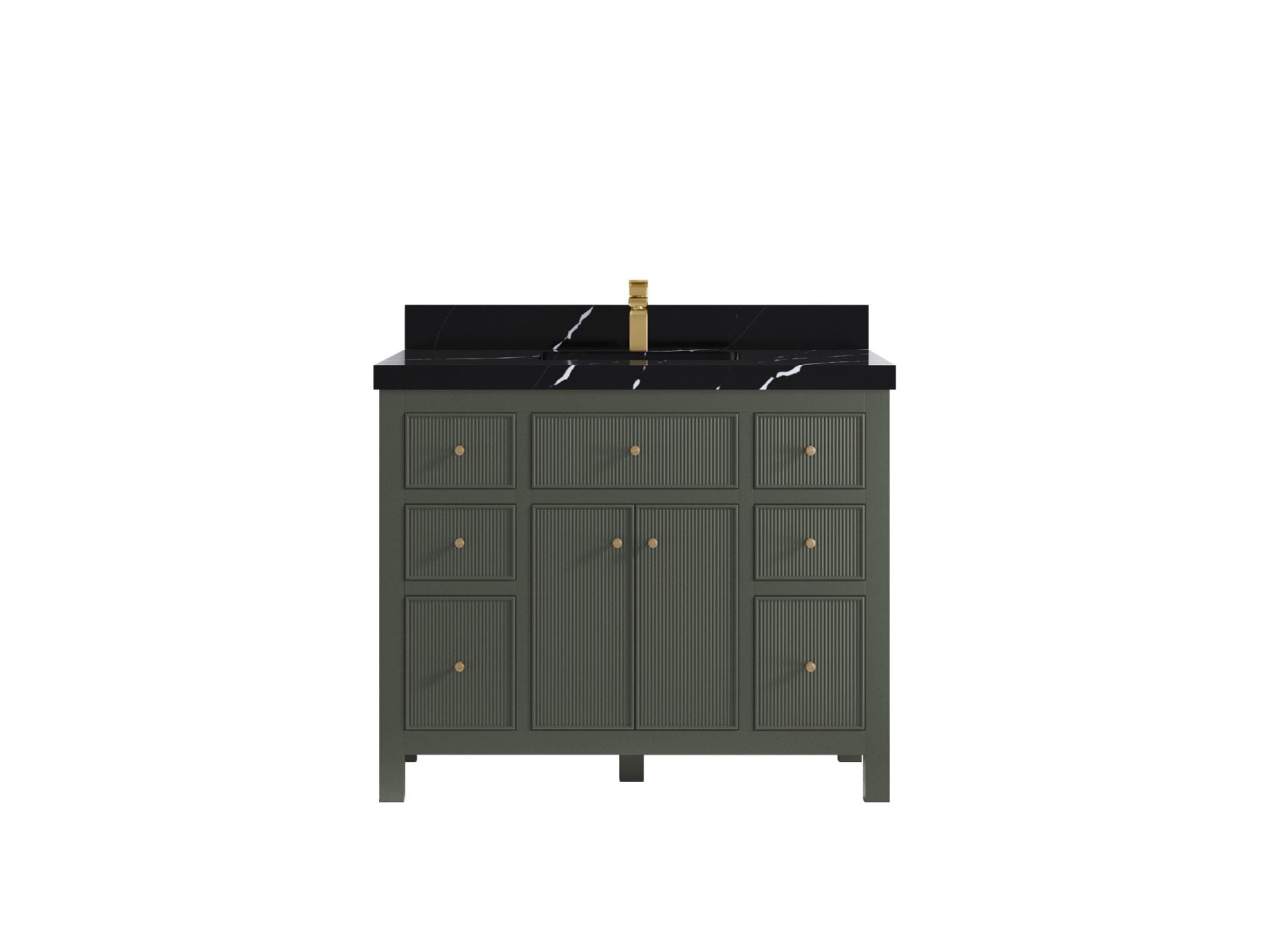 Sonoma 42 in. W x 22 in. D Single Sink Bathroom Vanity in Pewter Green with 2 in. Calacatta Black Quartz Countertop