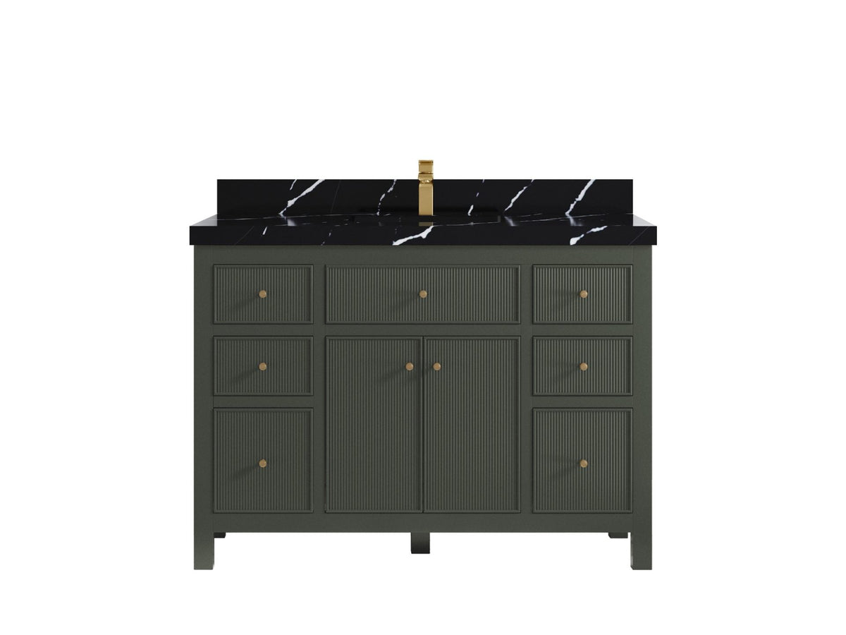 Sonoma 48 in. W x 22 in. D Single Sink Bathroom Vanity in Pewter Green with 2 in. Calacatta Black Quartz Countertop
