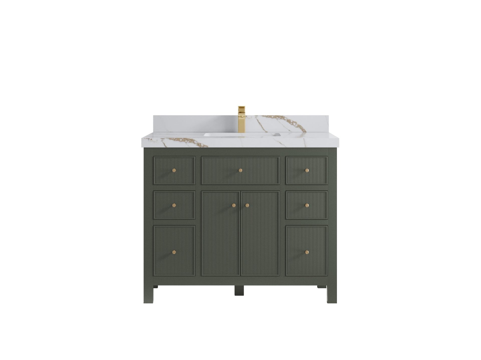 Sonoma 42 in. W x 22 in. D Single Sink Bathroom Vanity in Pewter Green with 2 in. Calacatta Gold Quartz Countertop