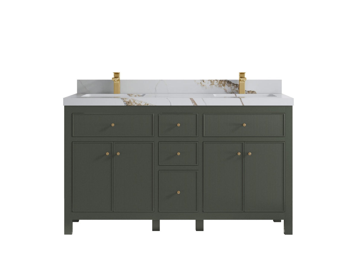 Sonoma 60 in W x 22 in D Free Standing Reeded Double Sink Bathroom Vanity