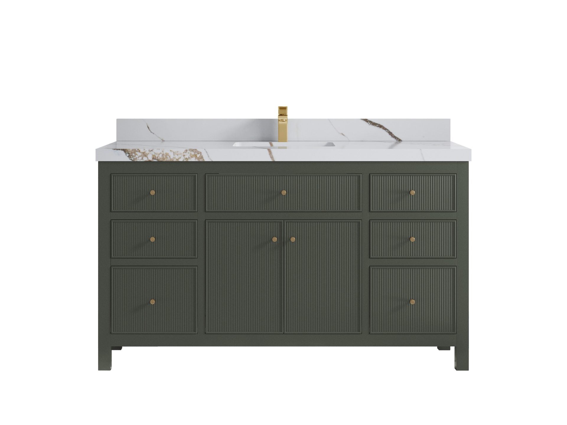 Sonoma 60 in W x 22 in D Free Standing Reeded Single Sink Bathroom Vanity
