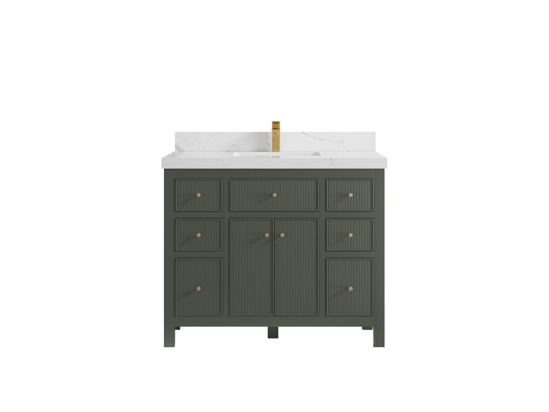 Sonoma 42 in. W x 22 in. D Single Sink Bathroom Vanity in Pewter Green with 2 in. Calacatta Laza Quartz Countertop