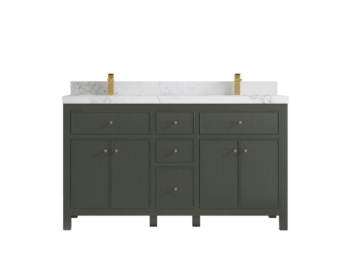 Sonoma 60 in W x 22 in D Free Standing Reeded Double Sink Bathroom Vanity