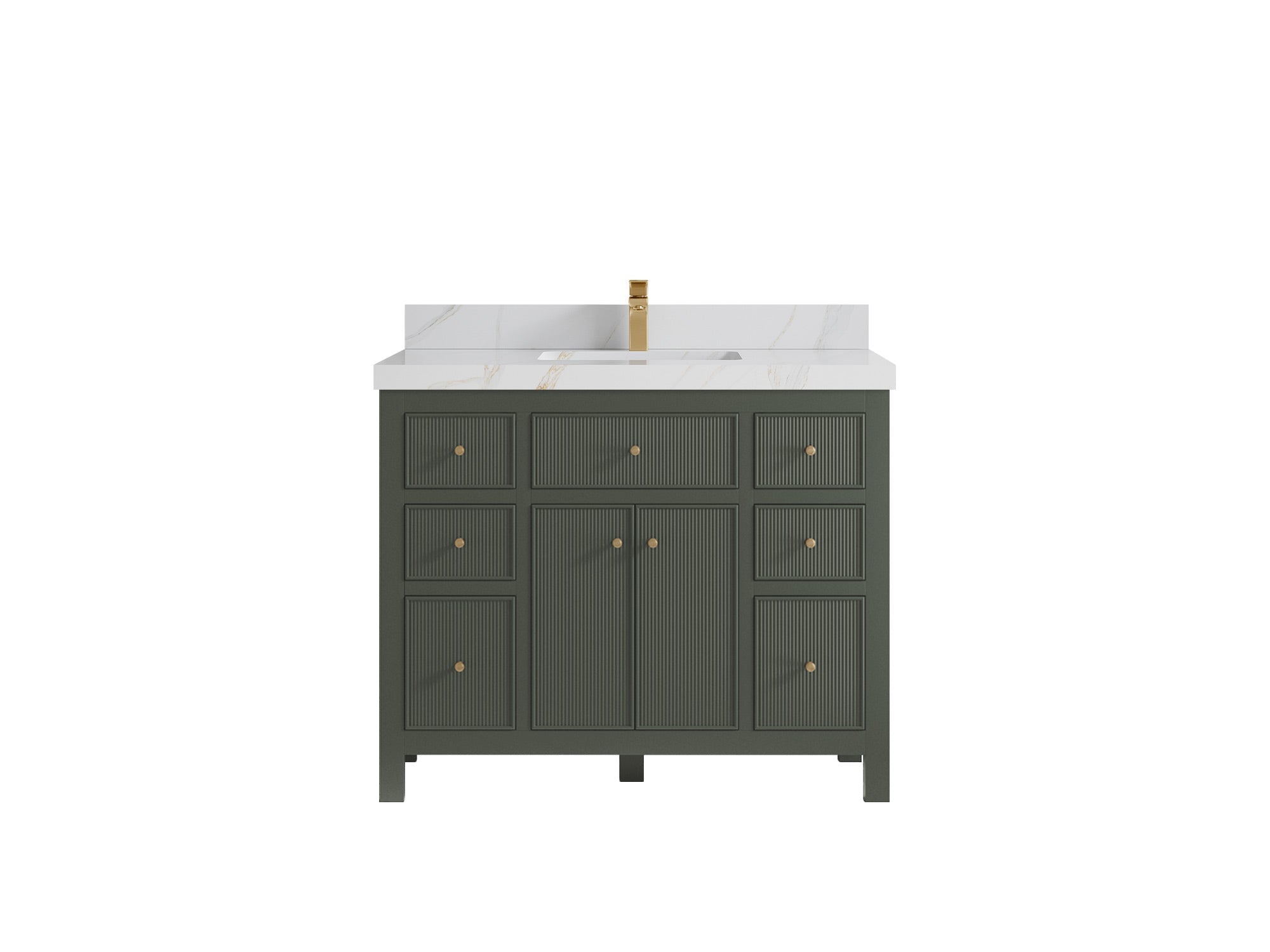 Sonoma 42 in. W x 22 in. D Single Sink Bathroom Vanity in Pewter Green with 2 in. Calacatta Sienna Quartz Countertop