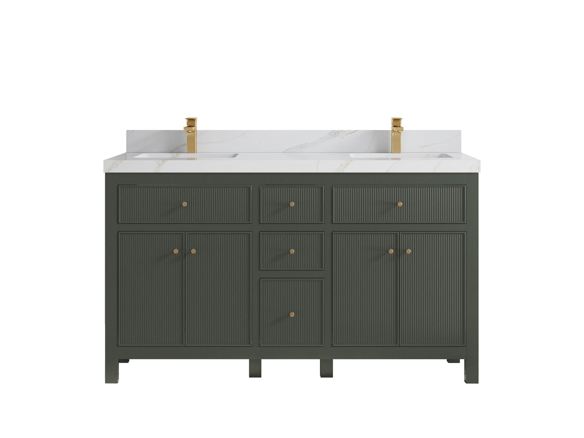 Sonoma 60 in W x 22 in D Free Standing Reeded Double Sink Bathroom Vanity