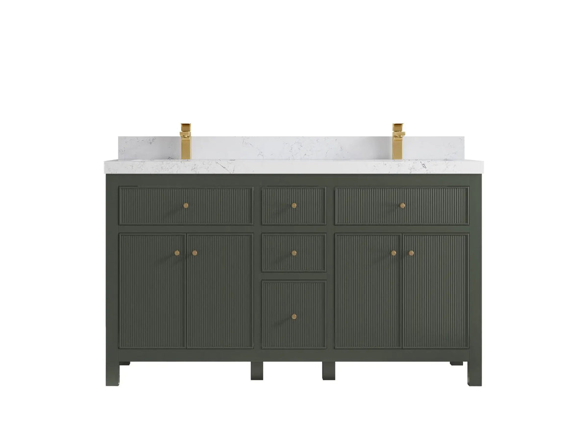 Sonoma 60 in W x 22 in D Free Standing Reeded Double Sink Bathroom Vanity