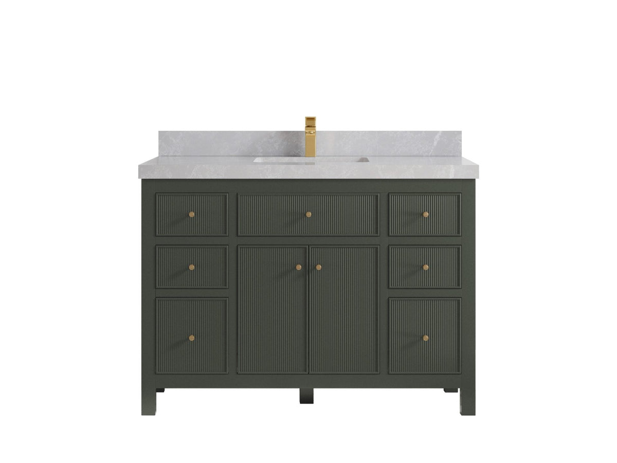 Sonoma 48 in. W x 22 in. D Single Sink Bathroom Vanity in Pewter Green with 2 in. Pearl Light Gray Quartz Countertop