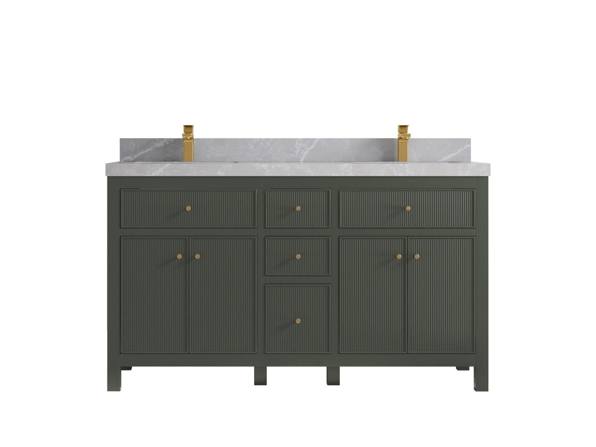 Sonoma 60 in W x 22 in D Free Standing Reeded Double Sink Bathroom Vanity