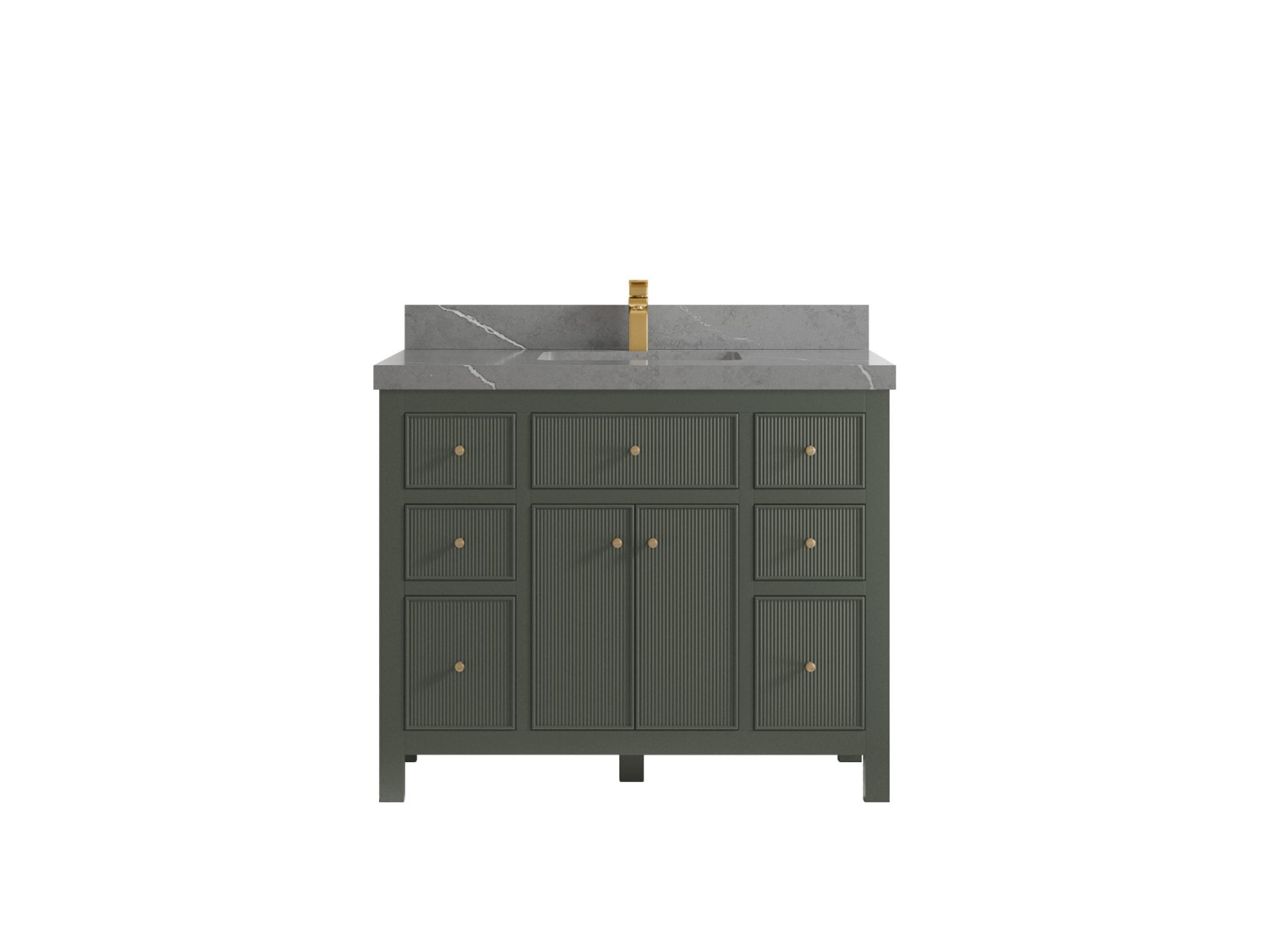 Sonoma 42 in. W x 22 in. D Single Sink Bathroom Vanity in Pewter Green with 2 in. Piatra Gray Quartz Countertop