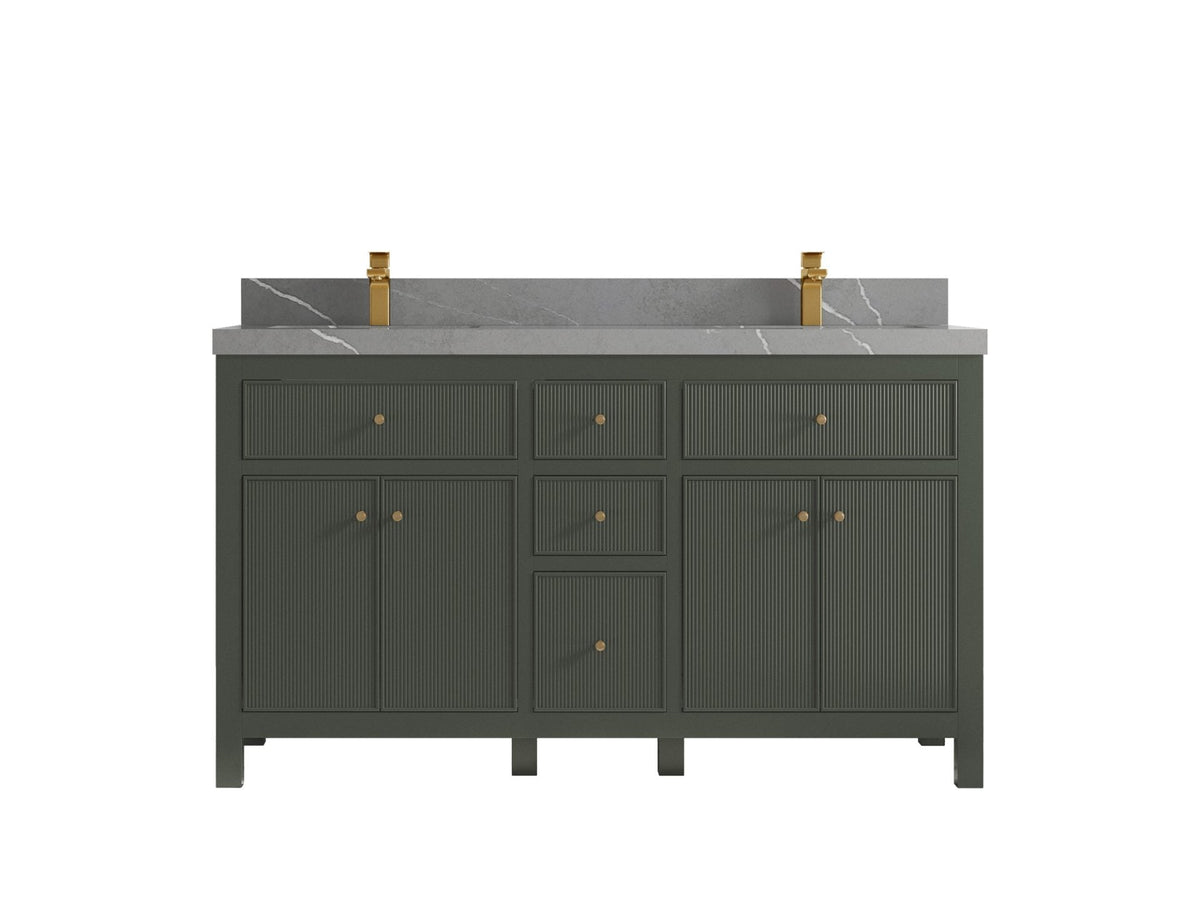 Sonoma 60 in W x 22 in D Free Standing Reeded Double Sink Bathroom Vanity
