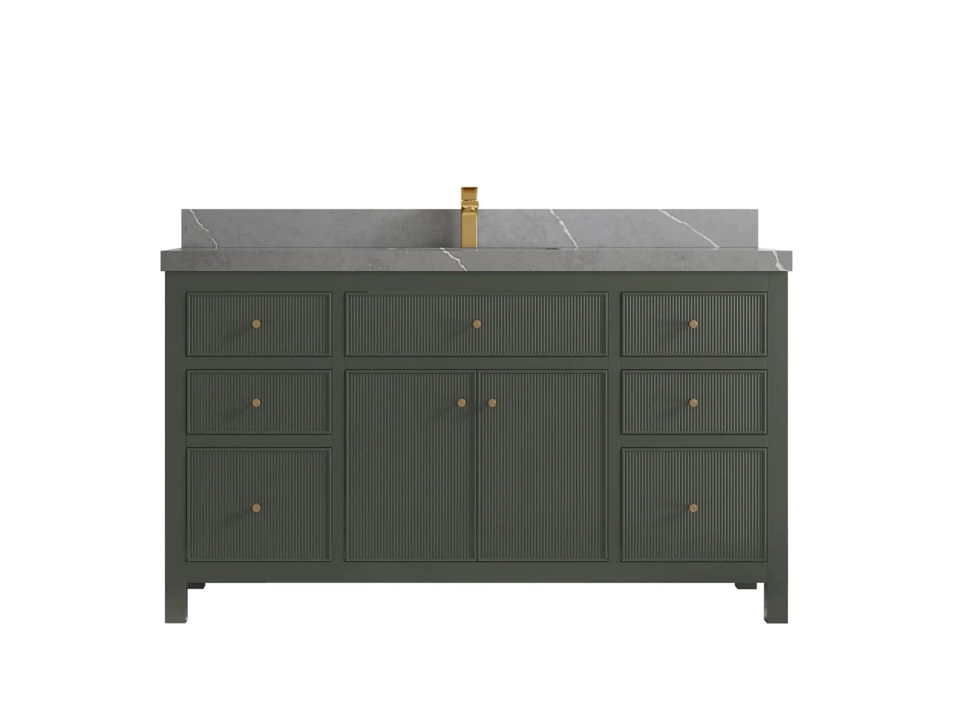Sonoma 60 in W x 22 in D Free Standing Reeded Single Sink Bathroom Vanity