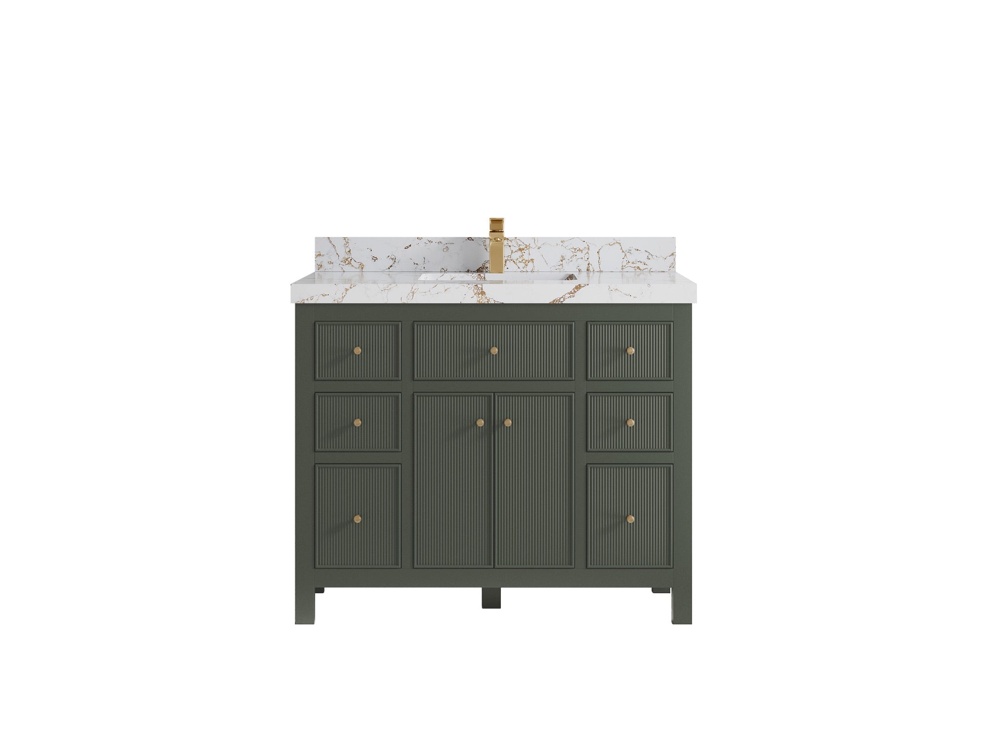 Sonoma 42 in. W x 22 in. D Single Sink Bathroom Vanity in Pewter Green with 2 in. Viola Gold Quartz Countertop
