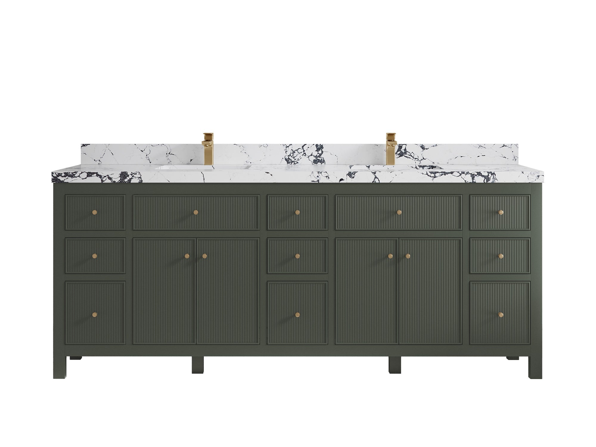 Sonoma 84 in W x 22 in D Free Standing Reeded Double Sink Bathroom Vanity