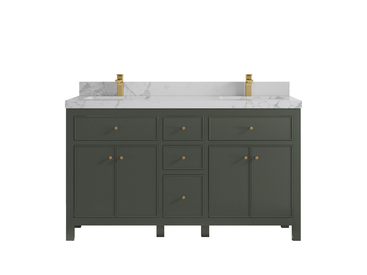 Sonoma 60 in W x 22 in D Free Standing Reeded Double Sink Bathroom Vanity