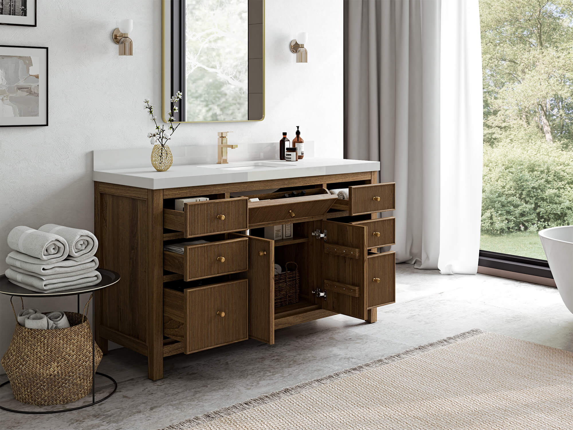 Sonoma Teak Wood 60 in. W x 22 in. D Single Sink Bathroom Vanity