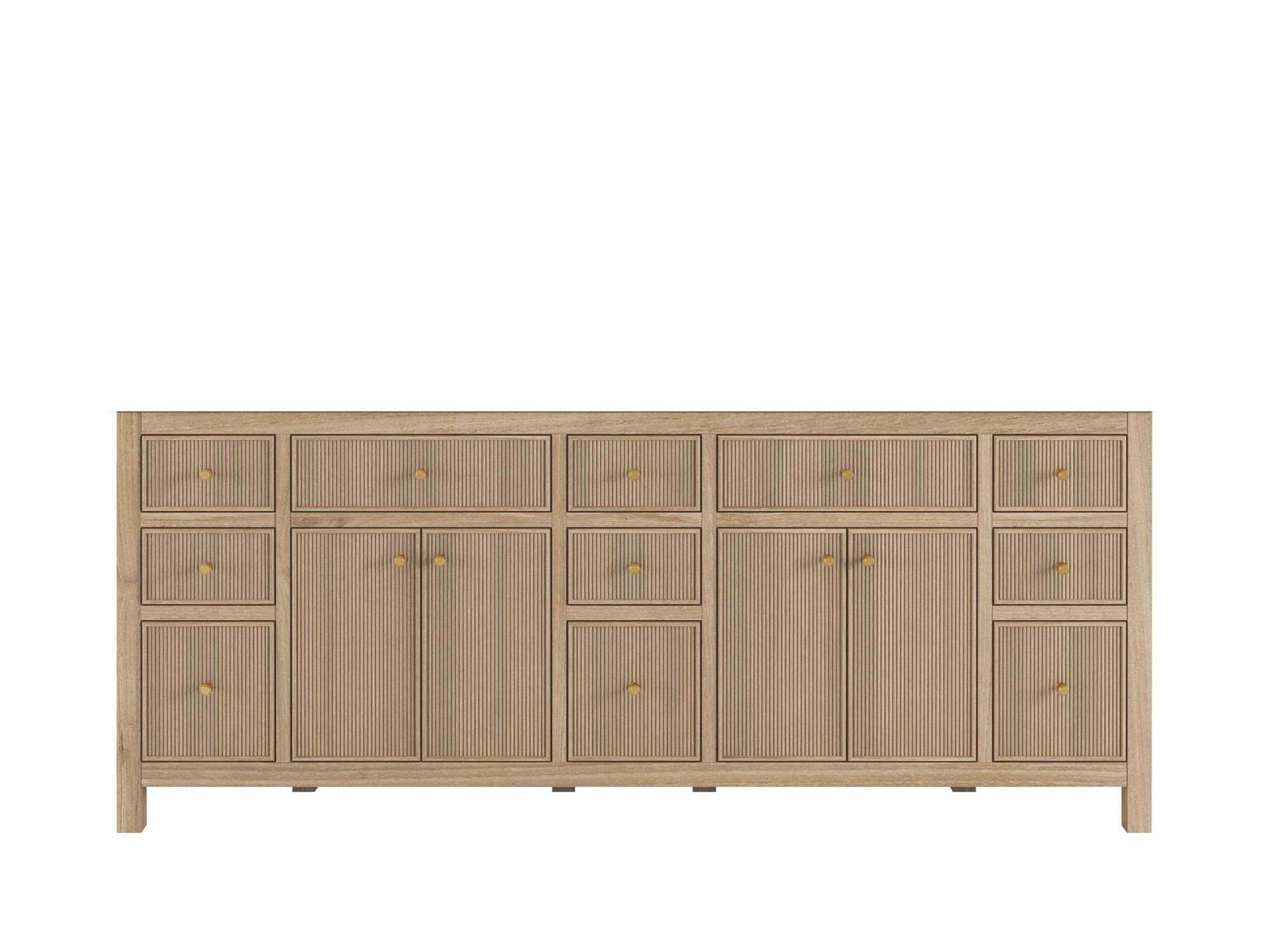 Sonoma Reeded Teak Wood 84 in. W x 22 in. D Double Sink Bathroom Vanity