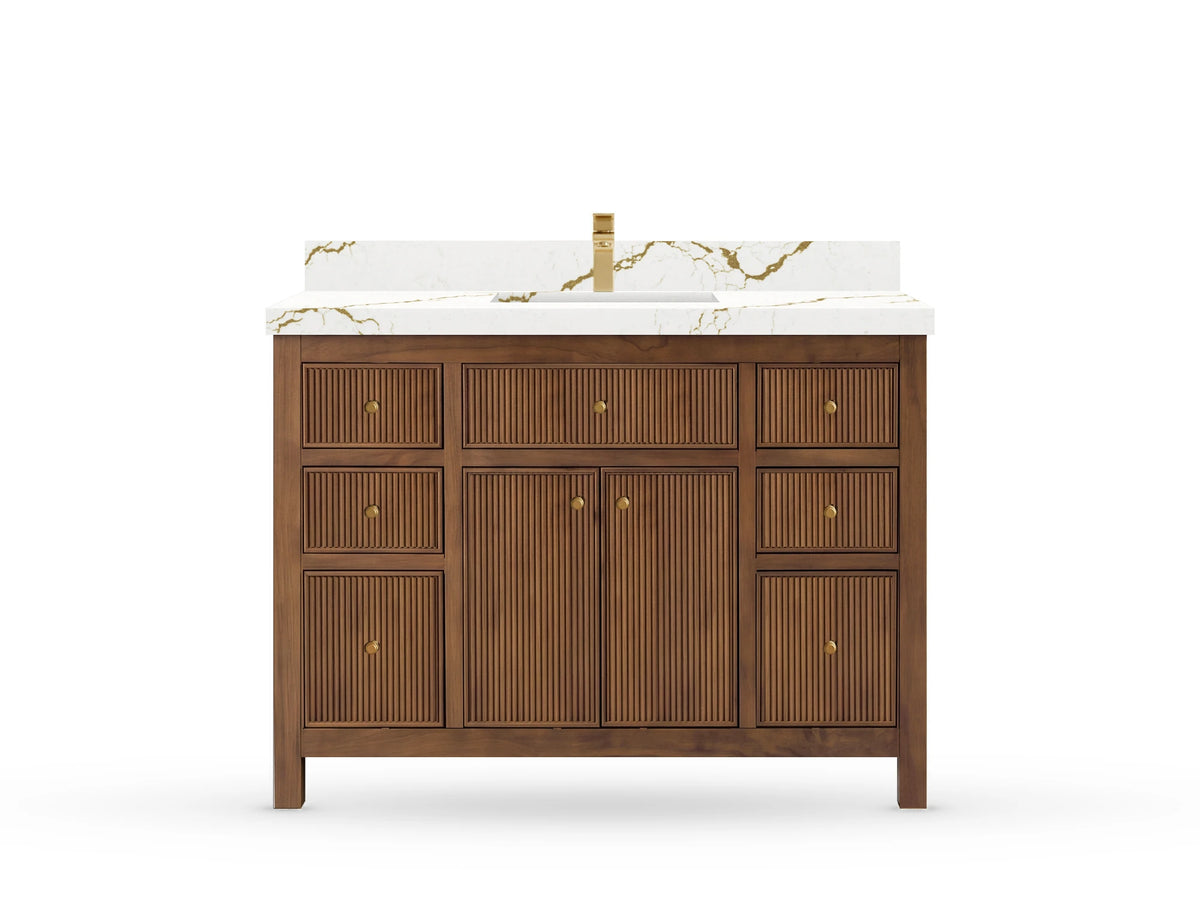 Sonoma Reeded Teak Wood 48 in. W x 22 in. D Single Sink Bathroom Vanity