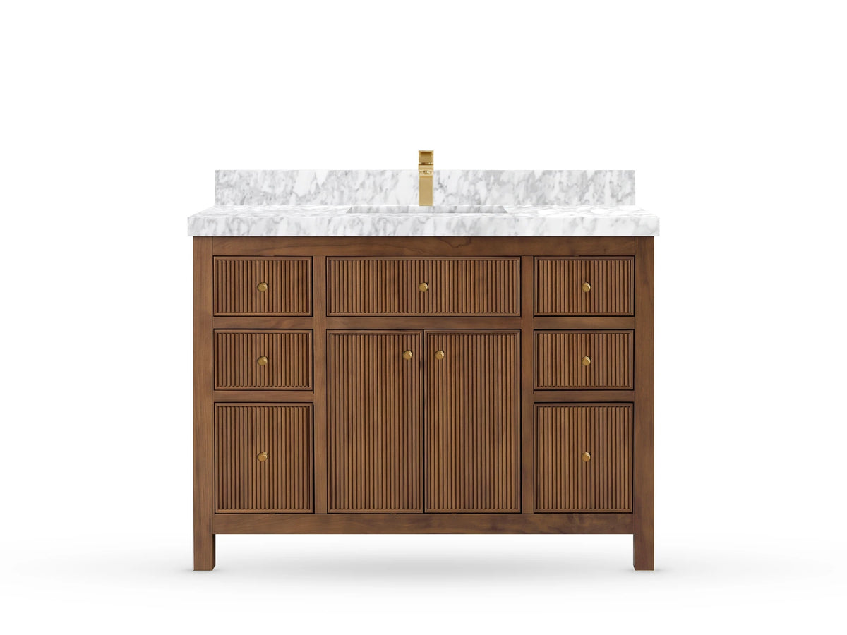 Sonoma Reeded Teak Wood 48 in. W x 22 in. D Single Sink Bathroom Vanity