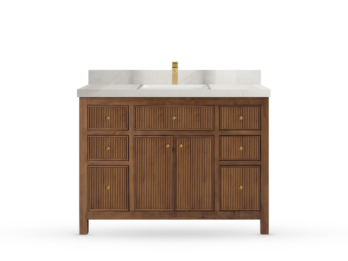 Sonoma Reeded Teak Wood 48 in. W x 22 in. D Single Sink Bathroom Vanity