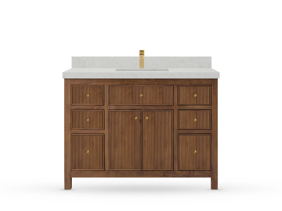 Sonoma Reeded Teak Wood 48 in. W x 22 in. D Single Sink Bathroom Vanity