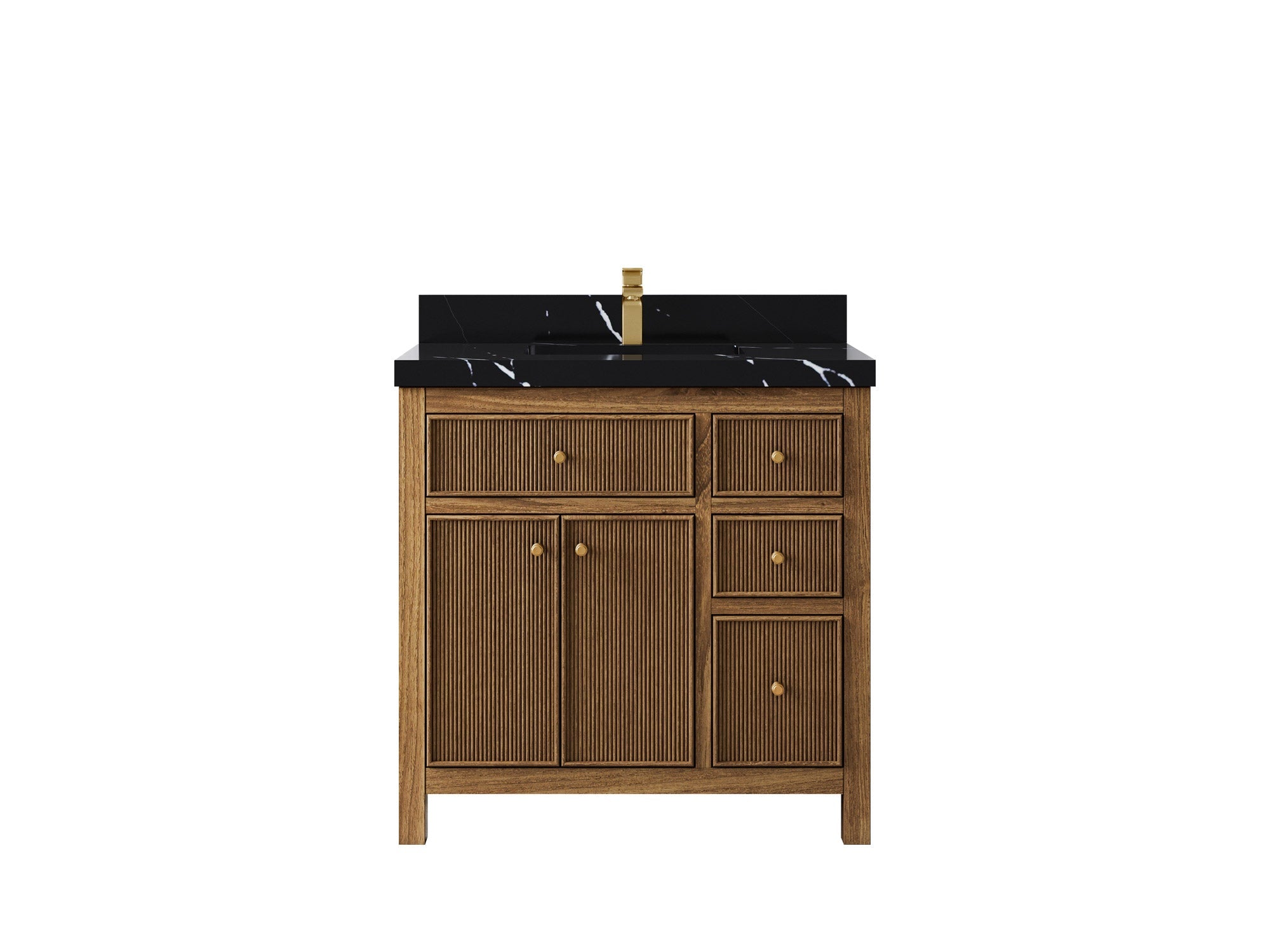 Sonoma Reeded Teak Wood 36 in. W x 22 in. D Center Sink Bathroom Vanity