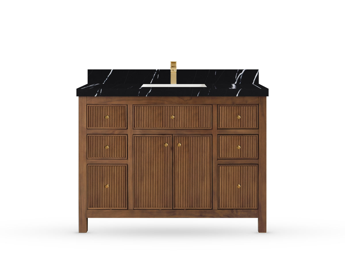 Sonoma Reeded Teak Wood 48 in. W x 22 in. D Single Sink Bathroom Vanity