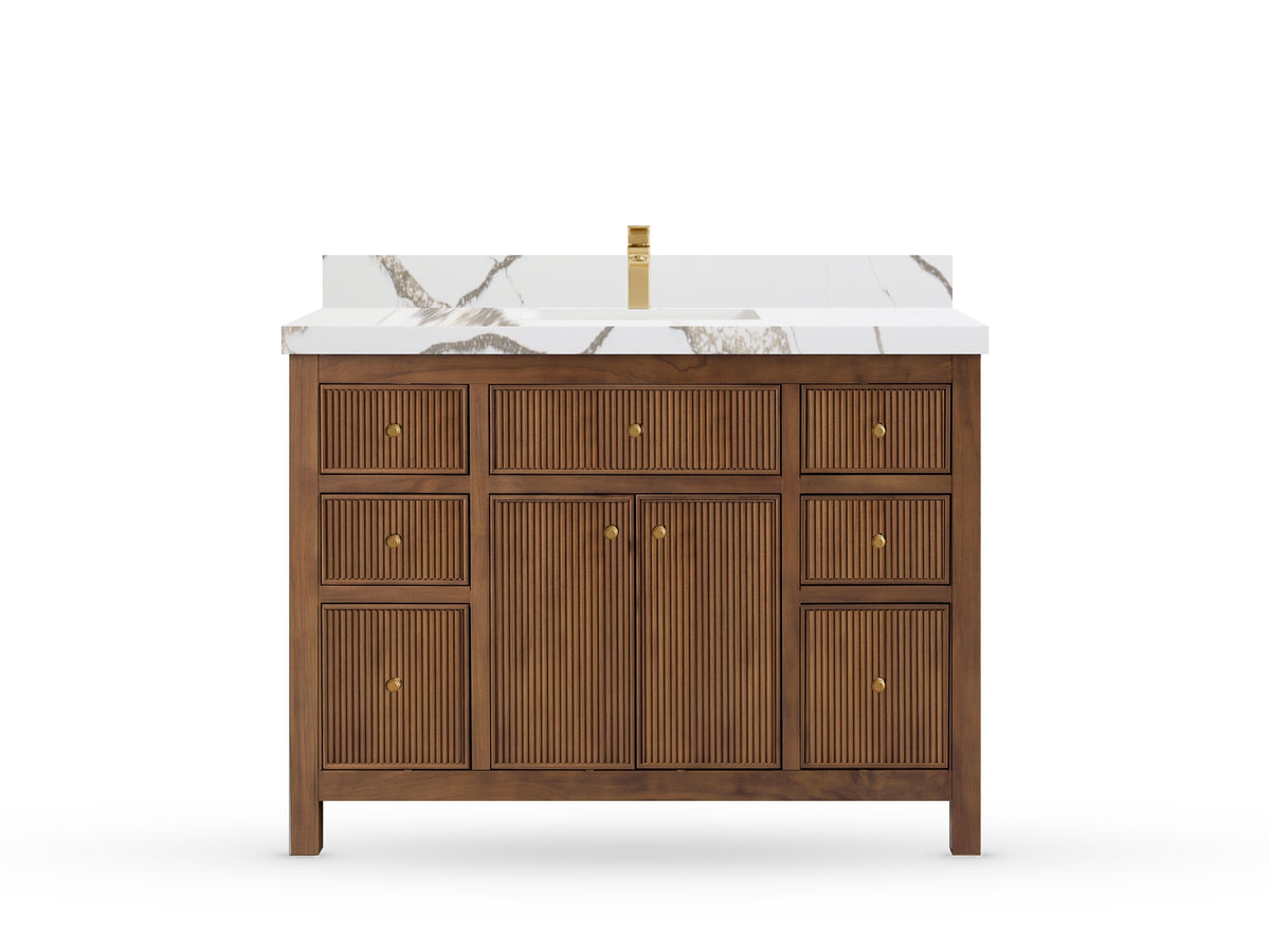 Sonoma Reeded Teak Wood 48 in. W x 22 in. D Single Sink Bathroom Vanity
