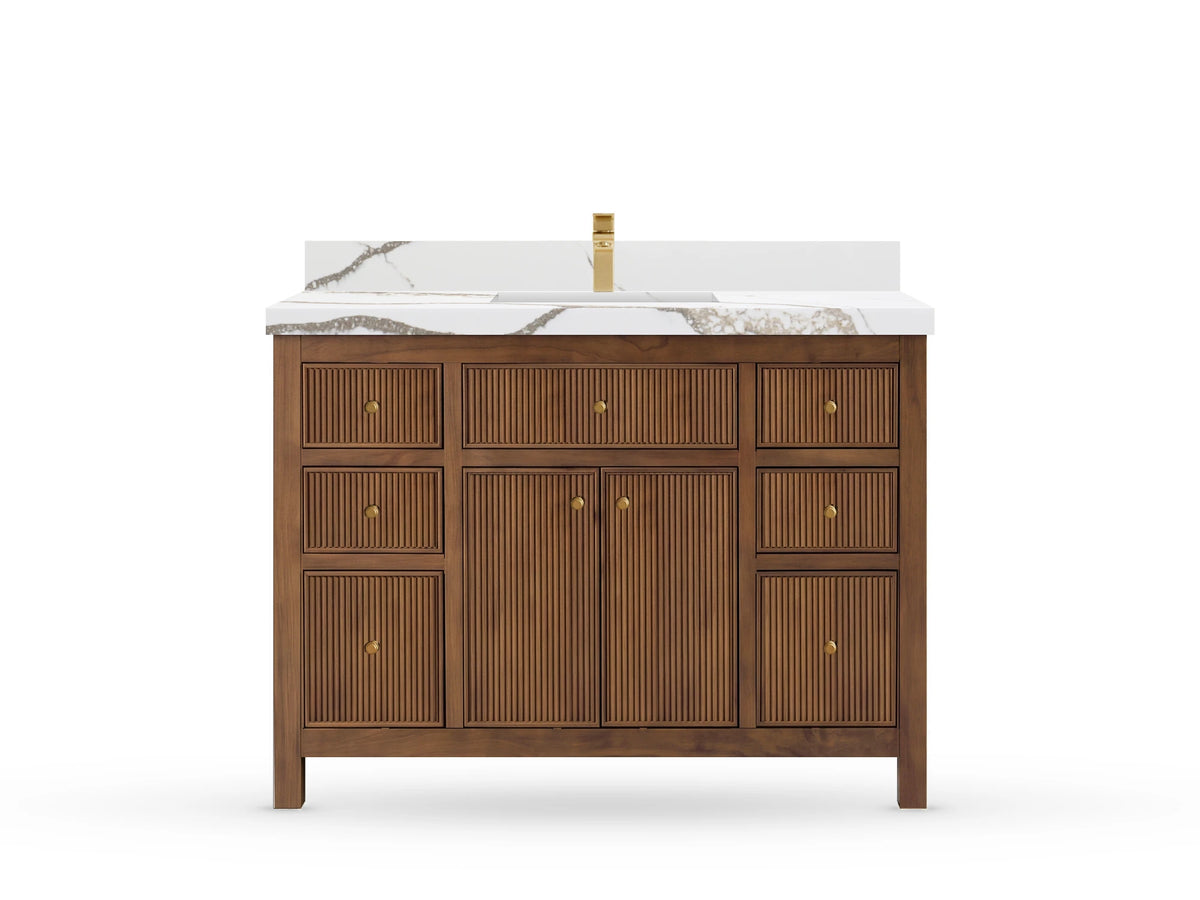 Sonoma Reeded Teak Wood 48 in. W x 22 in. D Single Sink Bathroom Vanity