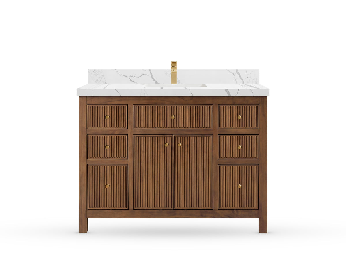 Sonoma Reeded Teak Wood 48 in. W x 22 in. D Single Sink Bathroom Vanity