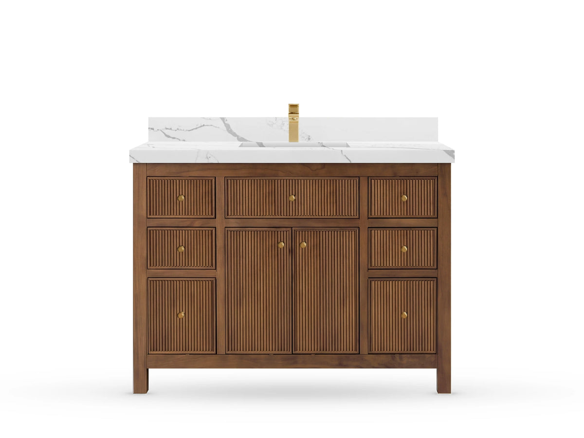 Sonoma Reeded Teak Wood 48 in. W x 22 in. D Single Sink Bathroom Vanity