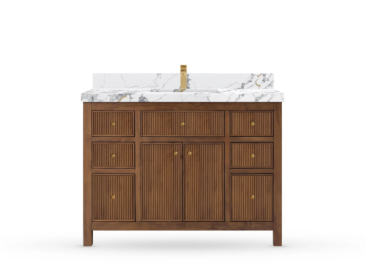 Sonoma Reeded Teak Wood 48 in. W x 22 in. D Single Sink Bathroom Vanity