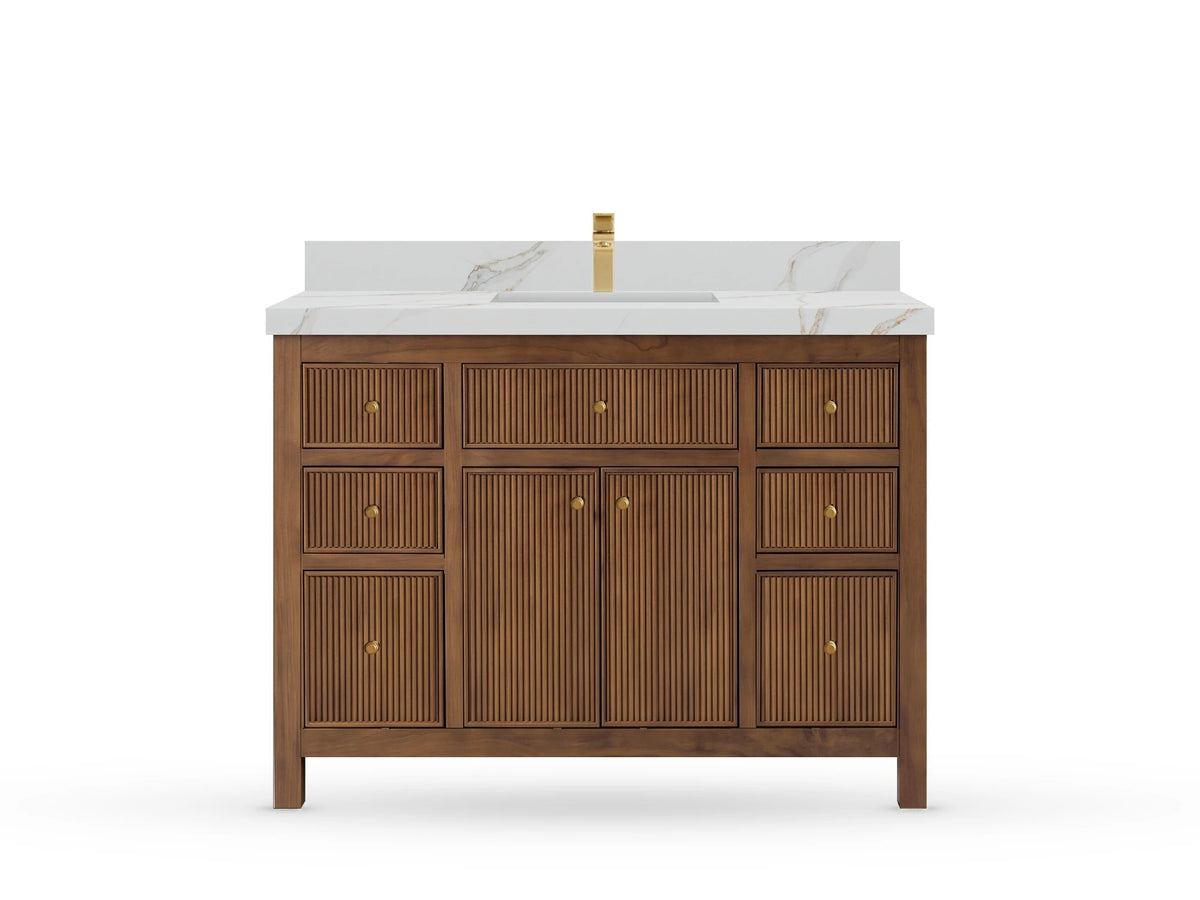 Sonoma Reeded Teak Wood 48 in. W x 22 in. D Single Sink Bathroom Vanity