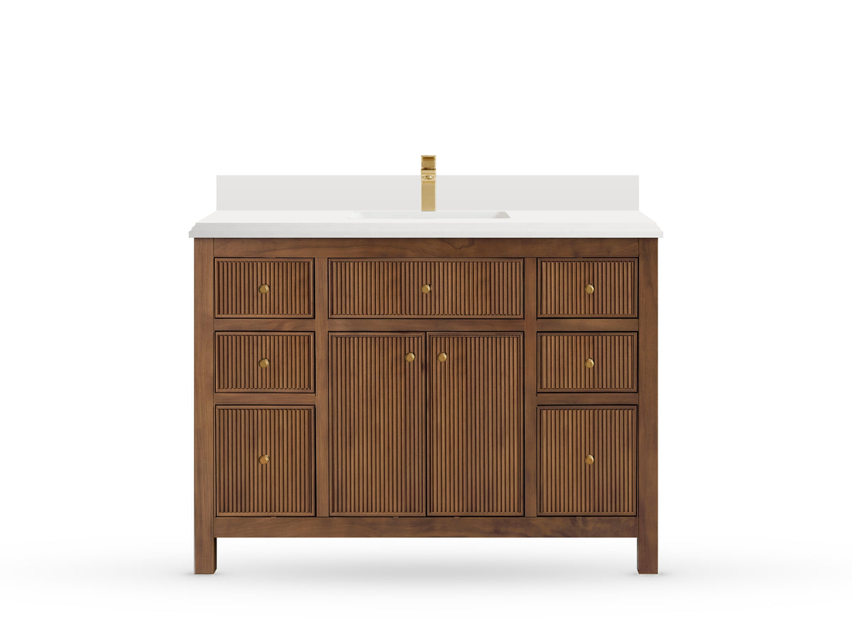 Sonoma Reeded Teak Wood 48 in. W x 22 in. D Single Sink Bathroom Vanity