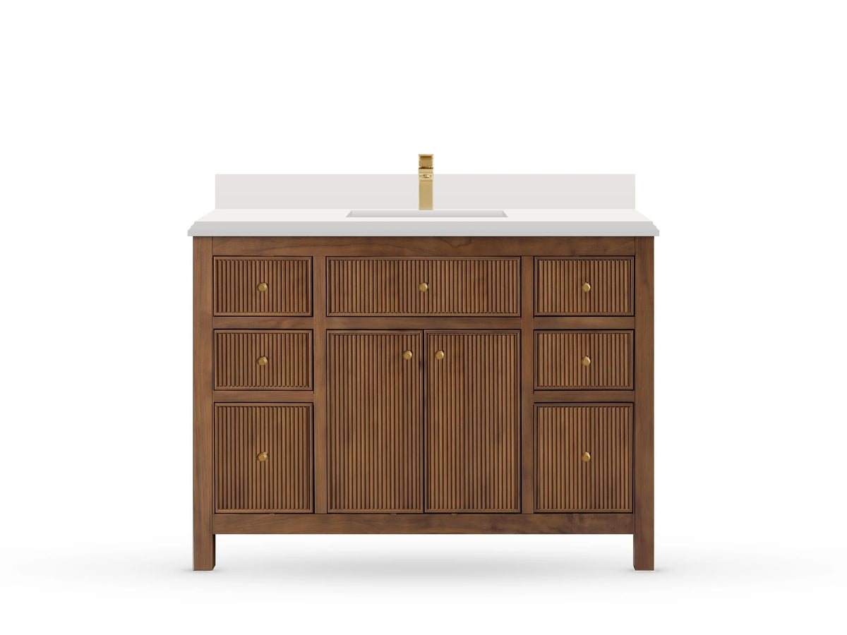 Sonoma Reeded Teak Wood 48 in. W x 22 in. D Single Sink Bathroom Vanity