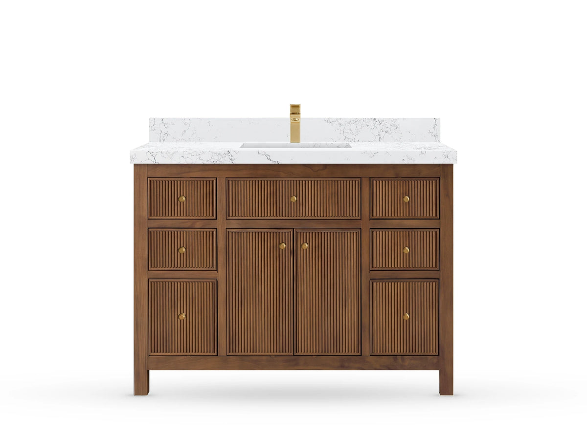 Sonoma Reeded Teak Wood 48 in. W x 22 in. D Single Sink Bathroom Vanity