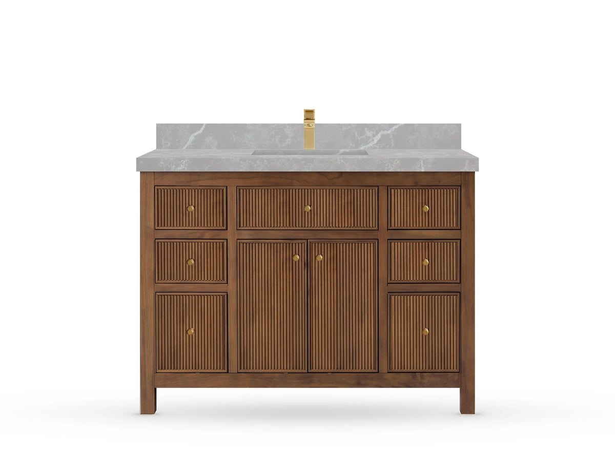 Sonoma Reeded Teak Wood 48 in. W x 22 in. D Single Sink Bathroom Vanity