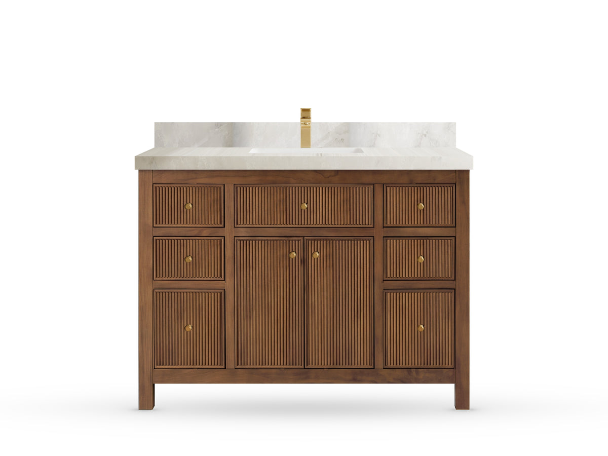 Sonoma Reeded Teak Wood 48 in. W x 22 in. D Single Sink Bathroom Vanity