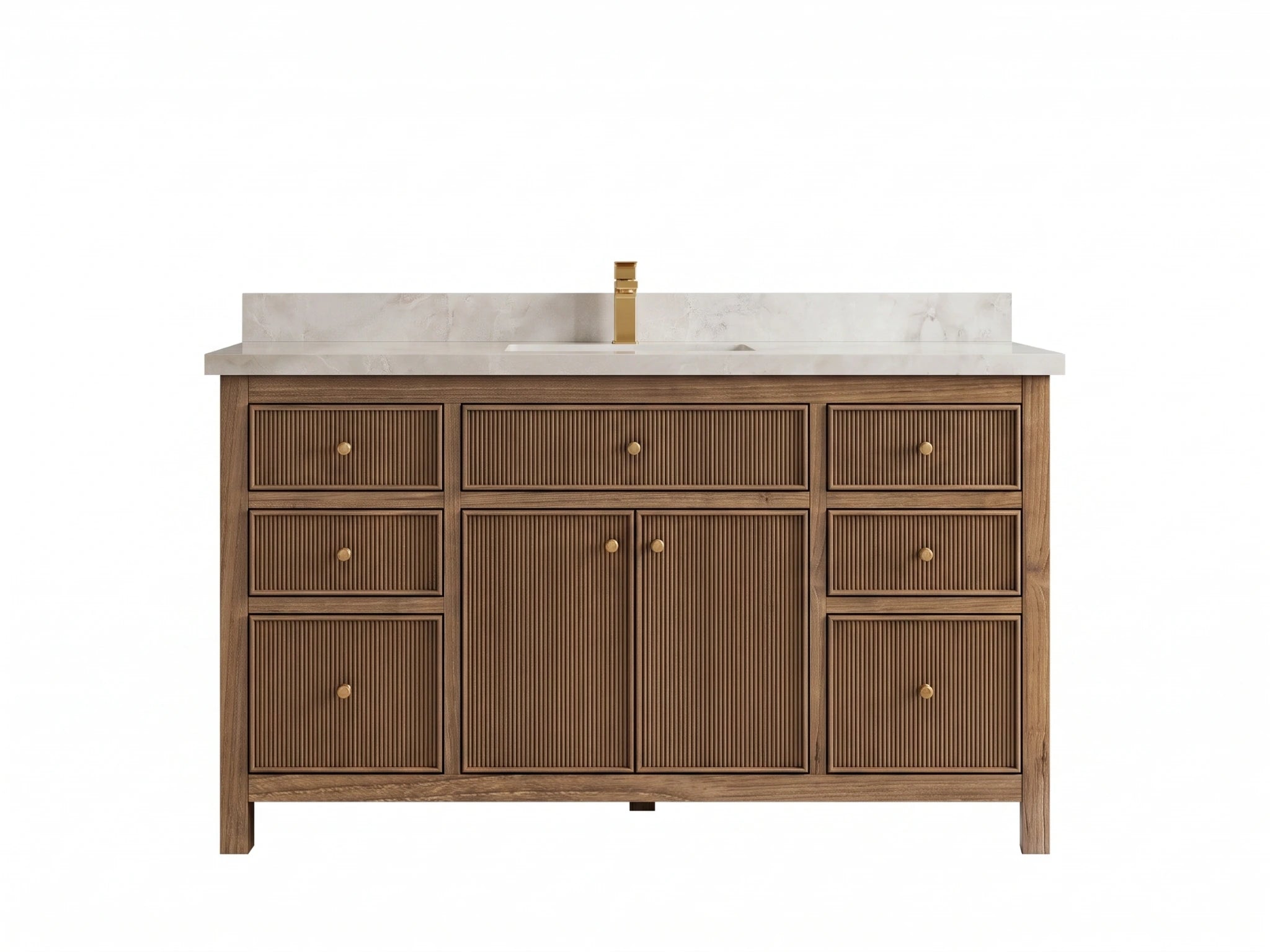 Sonoma Reeded Teak Wood 60 in. W x 22 in. D Single Sink Bathroom Vanity