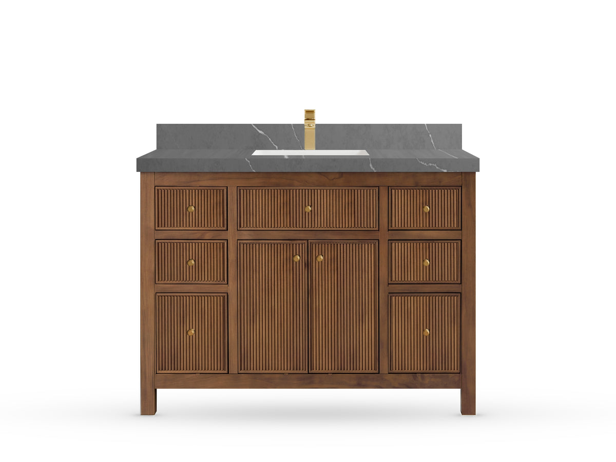 Sonoma Reeded Teak Wood 48 in. W x 22 in. D Single Sink Bathroom Vanity