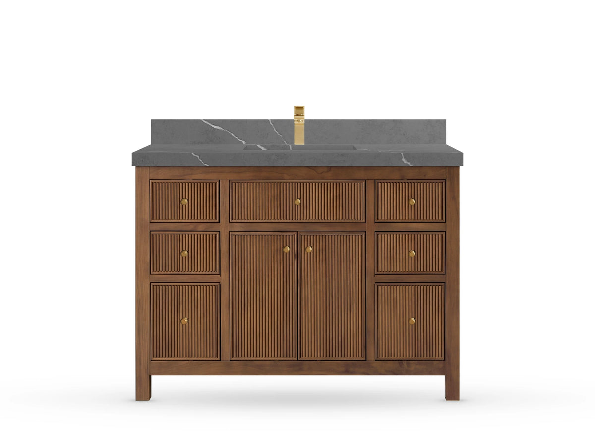 Sonoma Reeded Teak Wood 48 in. W x 22 in. D Single Sink Bathroom Vanity