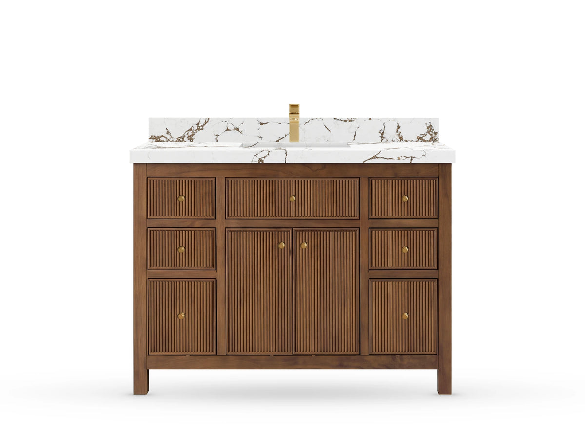 Sonoma Reeded Teak Wood 48 in. W x 22 in. D Single Sink Bathroom Vanity