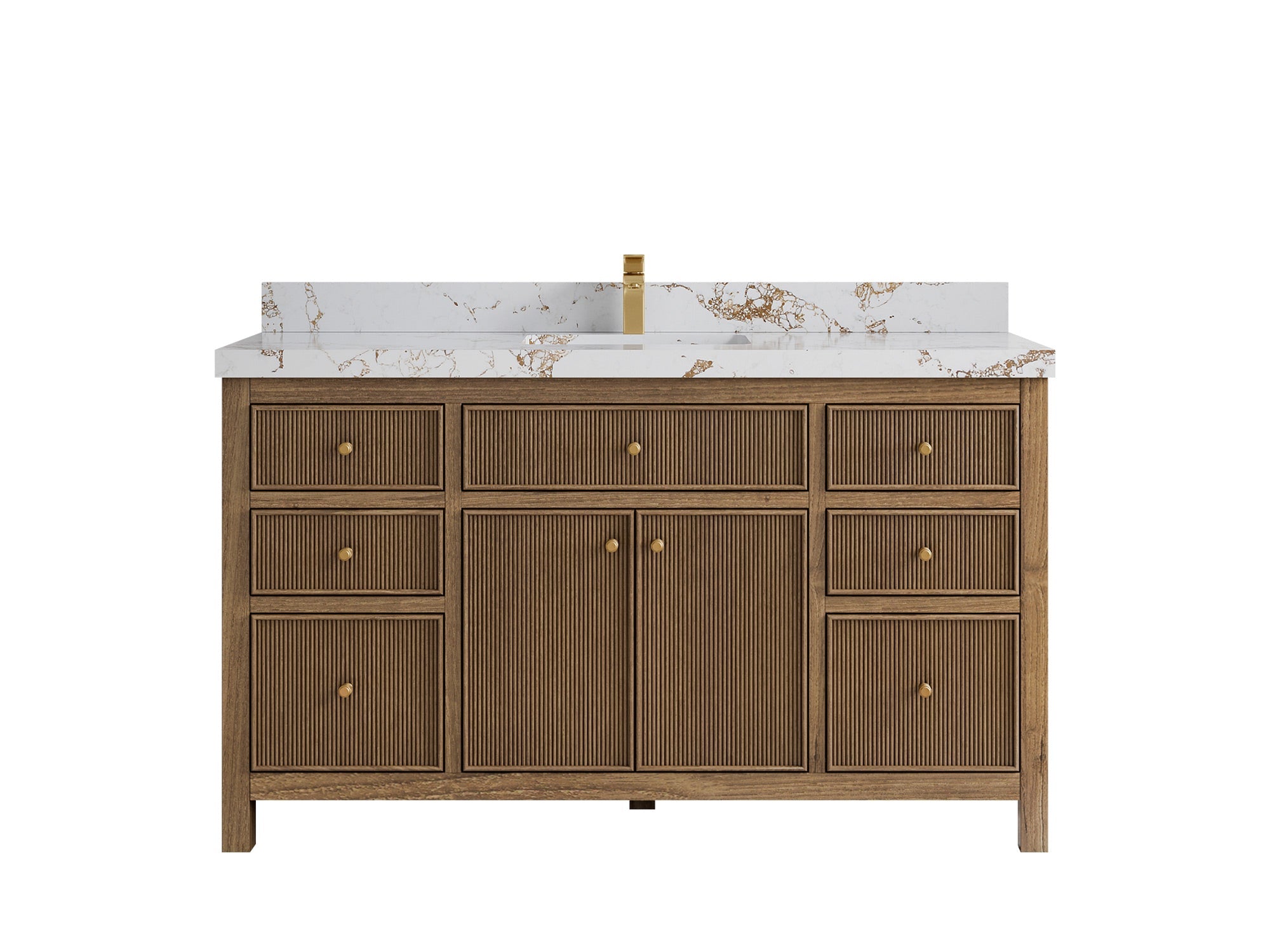 Sonoma Reeded Teak Wood 60 in. W x 22 in. D Single Sink Bathroom Vanity