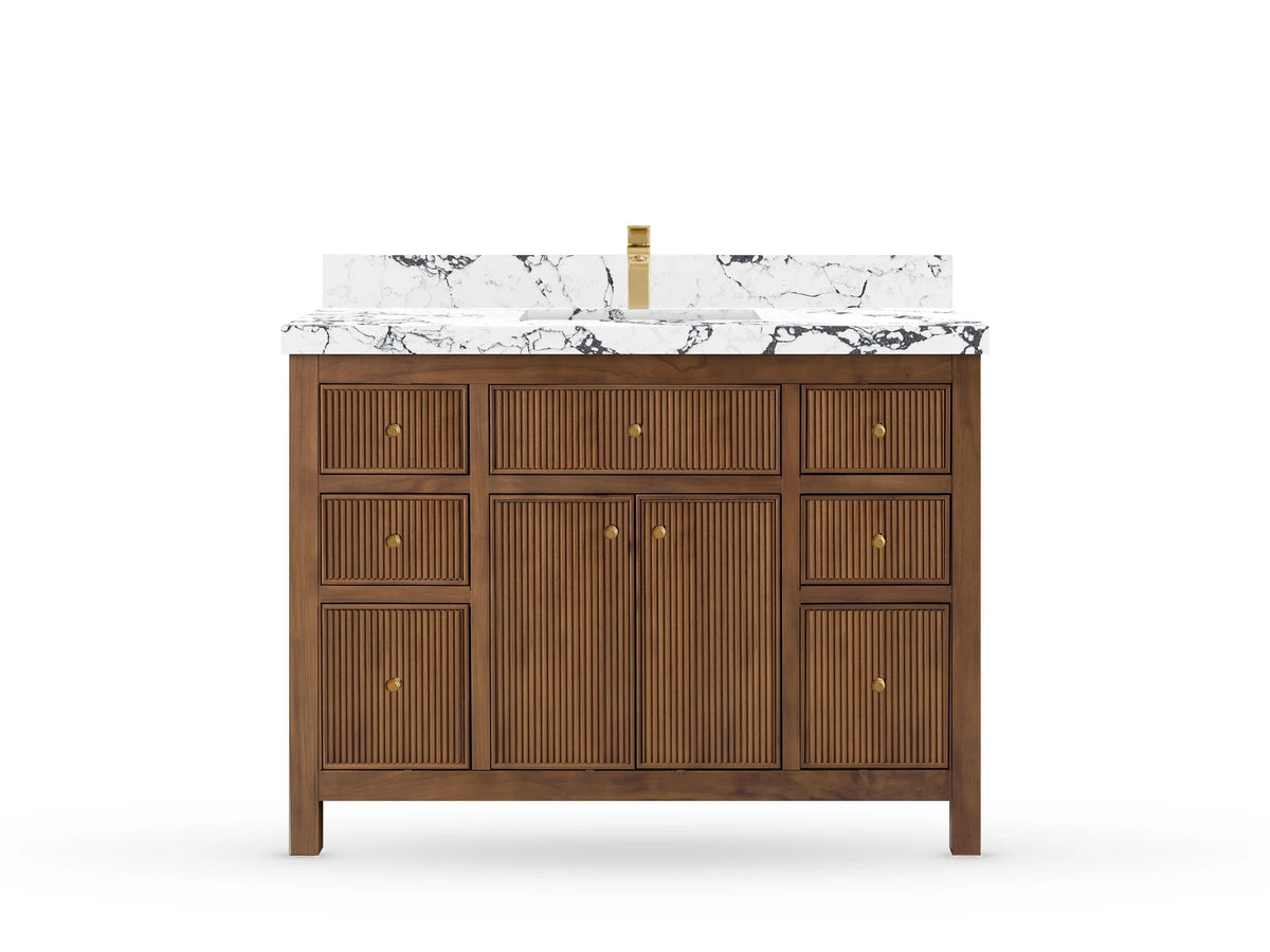 Sonoma Reeded Teak Wood 48 in. W x 22 in. D Single Sink Bathroom Vanity
